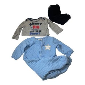 Boys 9 Month Set of 3 Clothing Bundle Baby Long Sleeve Onesie Sleeper Pants